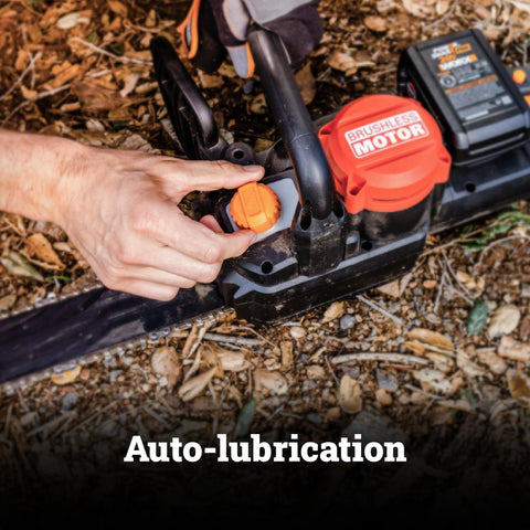 Automatic lubrication on WORX Nitro 40V chain system preserves life