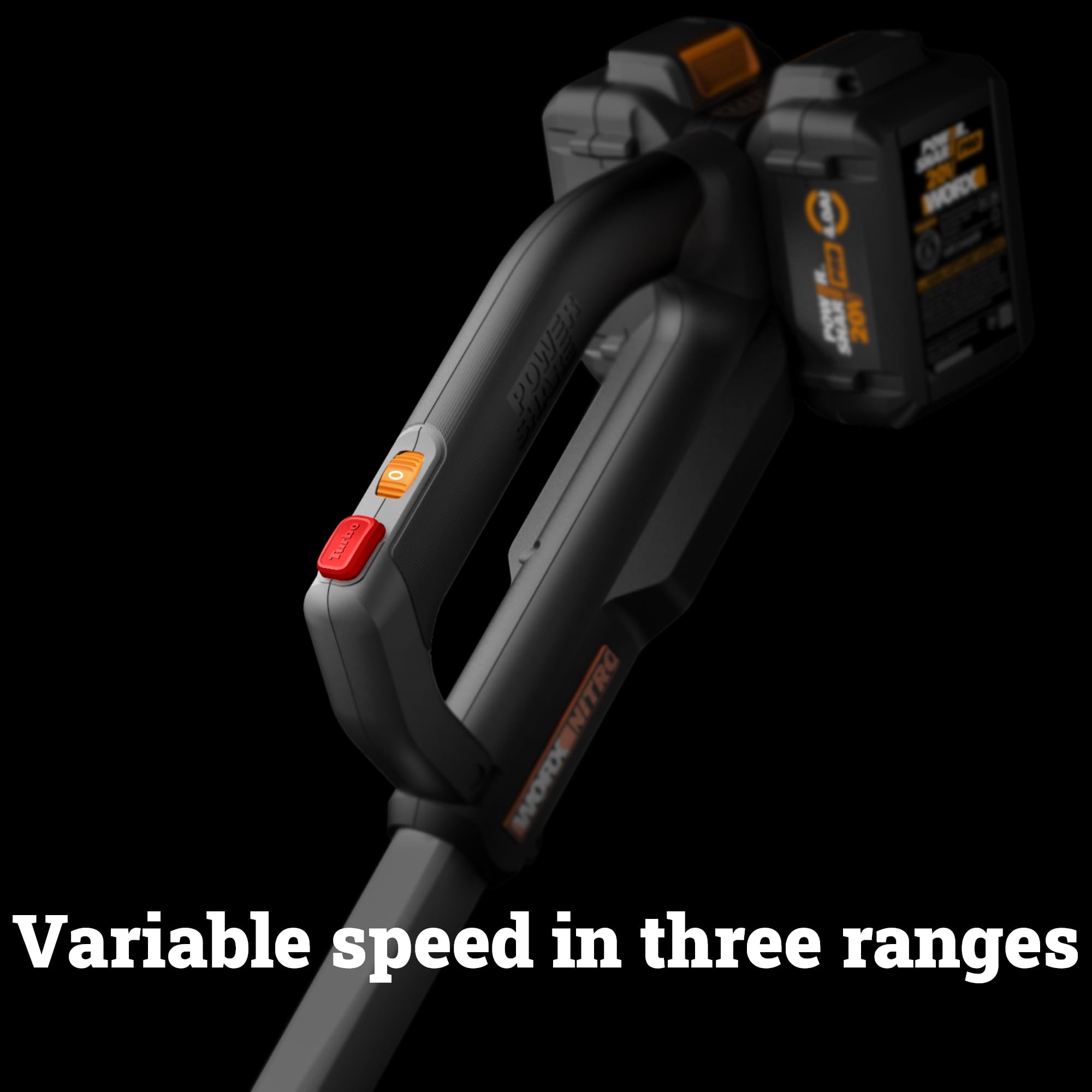 WORX Nitro cordless leaf blower 6.8 lb weight offers easy one-handed use.