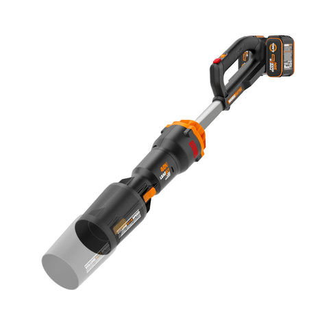 WORX Nitro cordless leaf blower front view showing compact design for easy yard cleanup.