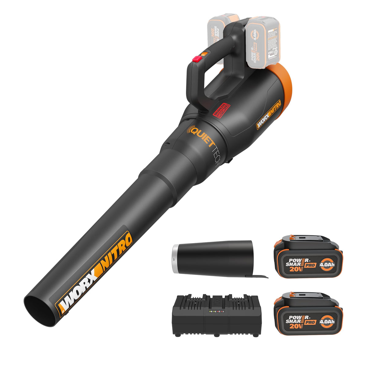 WORX Nitro cordless leaf blower in use for fast yard cleanup.