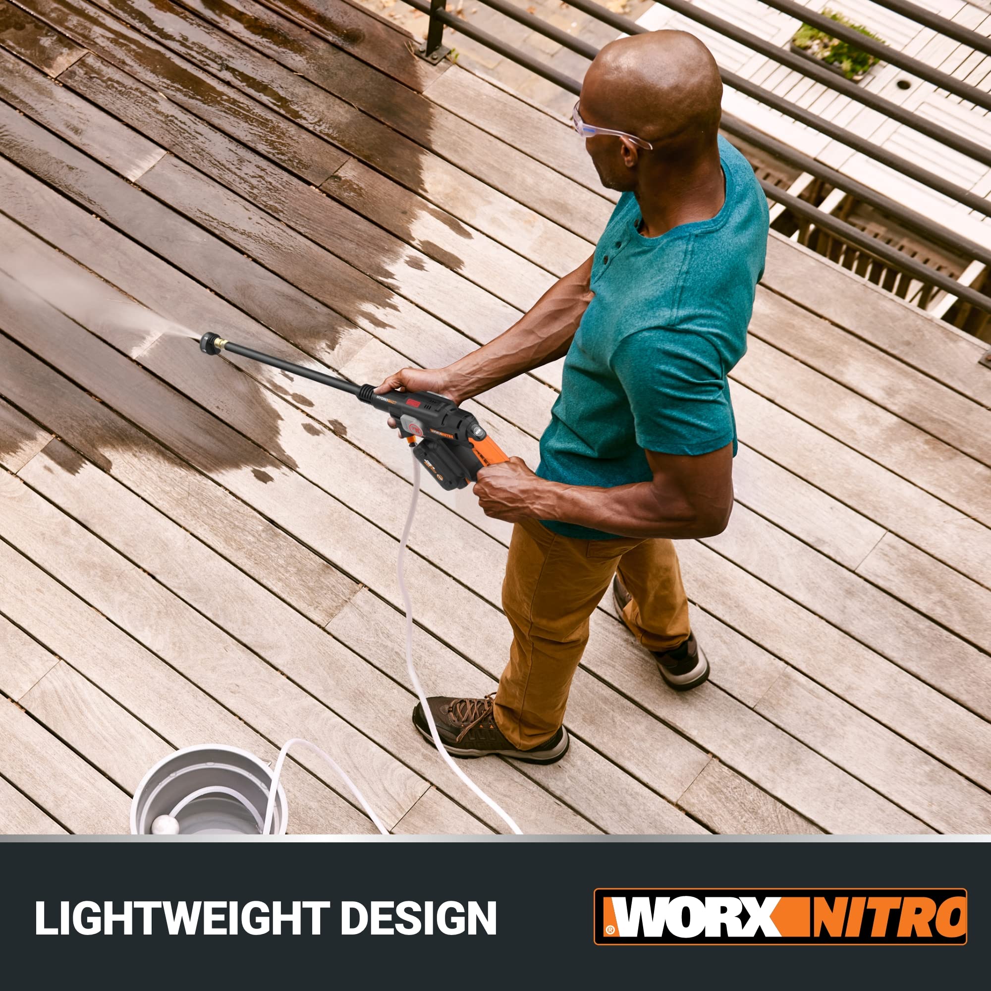 WORX Nitro Hydroshot 5-in-1 nozzle switches spray settings with ease