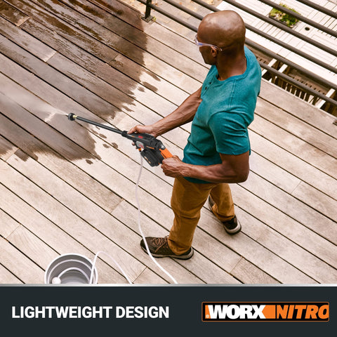 WORX Nitro Hydroshot 5-in-1 nozzle switches spray settings with ease