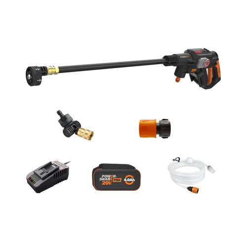 WORX Nitro Hydroshot front view showing compact cordless design for easy outdoor cleaning