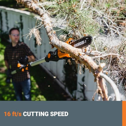 Telescoping WORX nitro pole extending to 13 feet for high branches