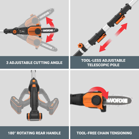 Toolless chain tightening on the WORX Nitro for quick setup