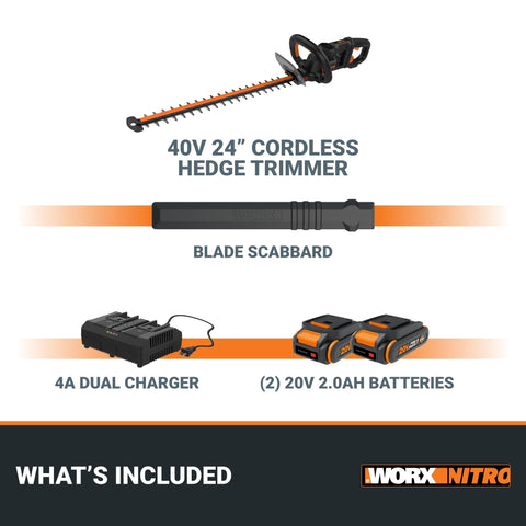 WORX Nitro transparent hand guard improves visibility during trimming.