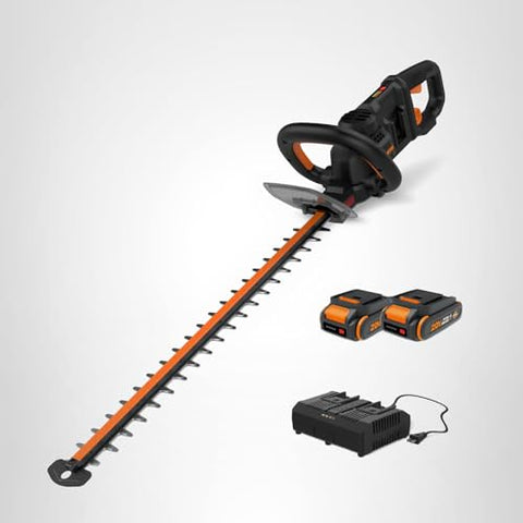 WORX Nitro blade sheath and batteries for safe storage.
