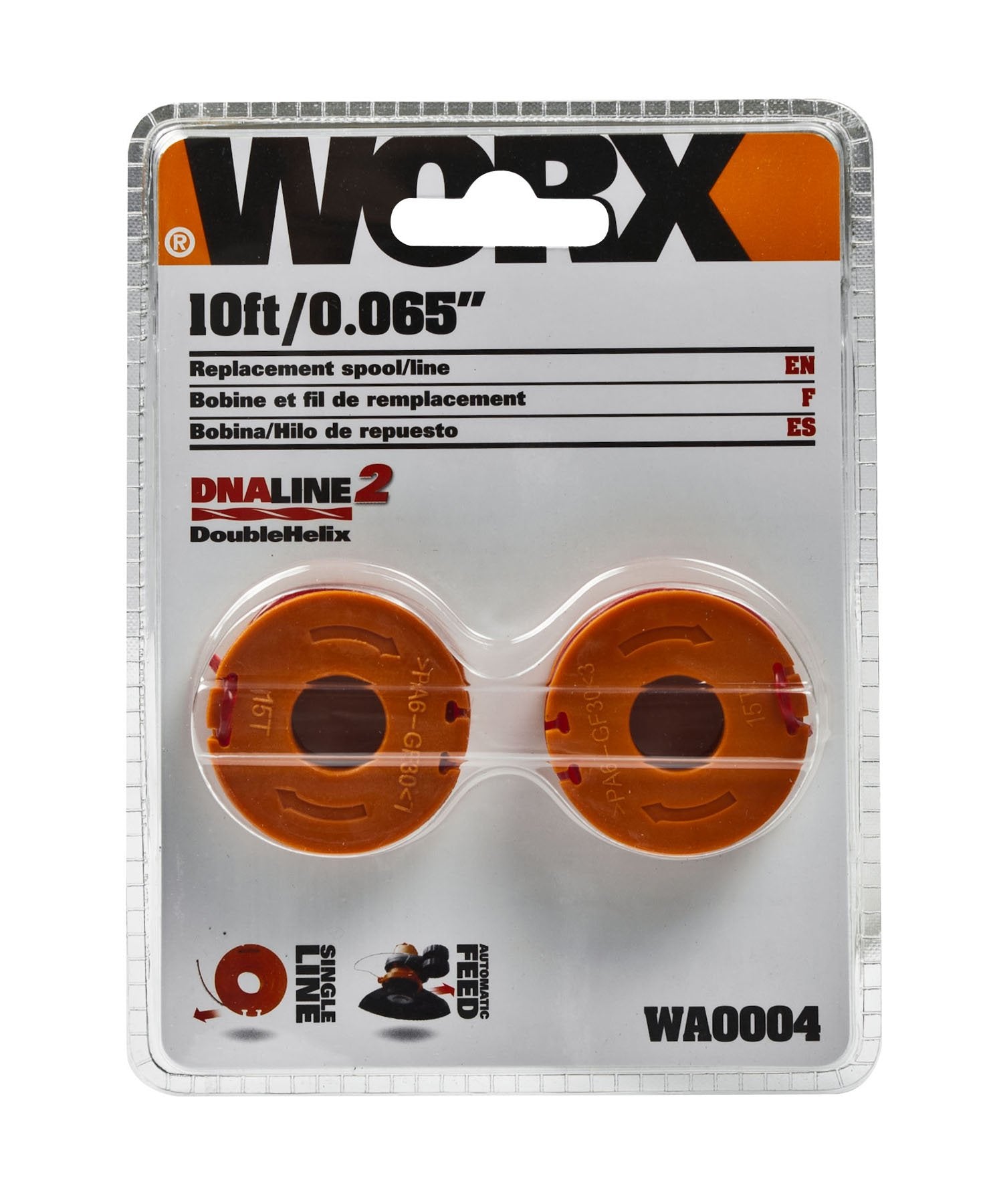 WORX 0.065 inch line, pre-wound, ready for quick on-site spool change