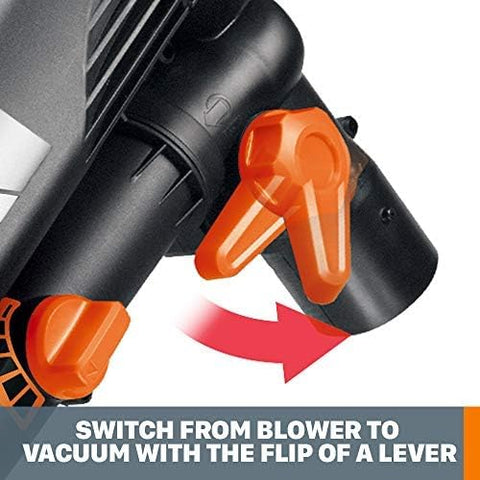 WORX Trivac 16:1 mulch ratio reduces volume for easier disposal