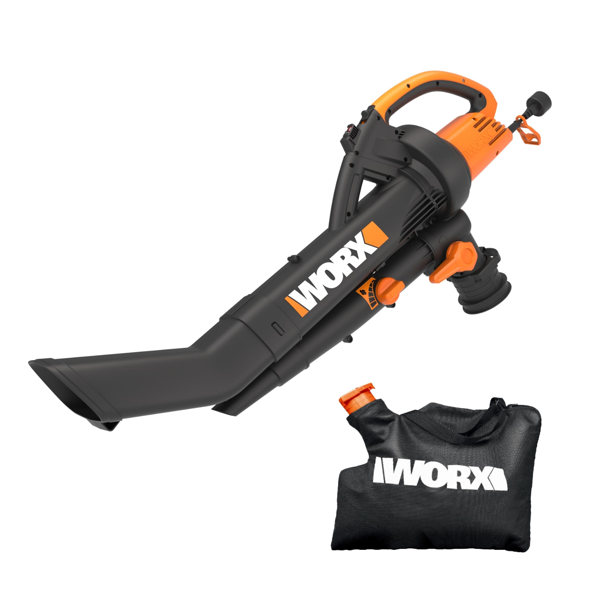 WORX Trivac 3-in-1 electric leaf blower demonstrates efficient blowing and mulching