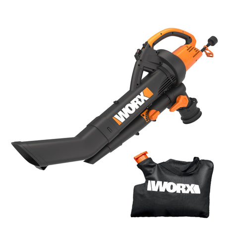 WORX Trivac 3-in-1 electric leaf blower demonstrates efficient blowing and mulching