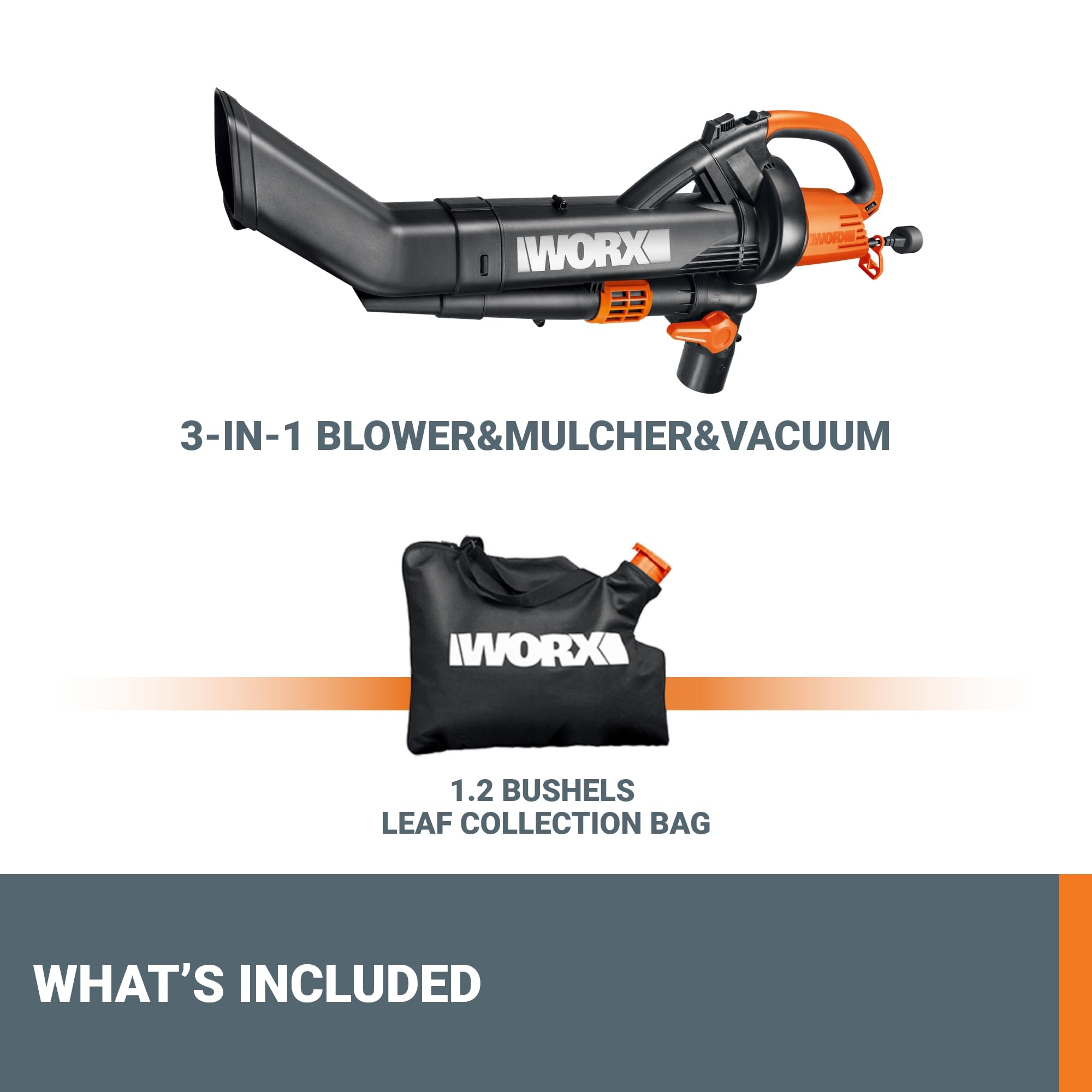 WORX Trivac ergonomic-handle design supports comfortable operation.