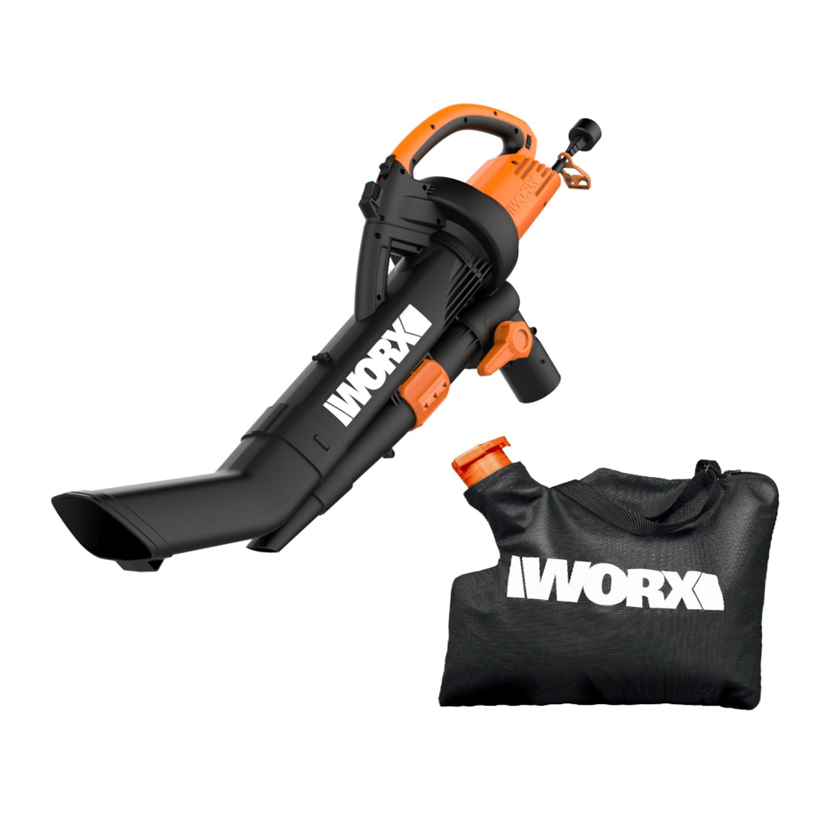 WORX Trivac front-view blower demonstrates quick yard cleanup with 3-in-1 functionality.
