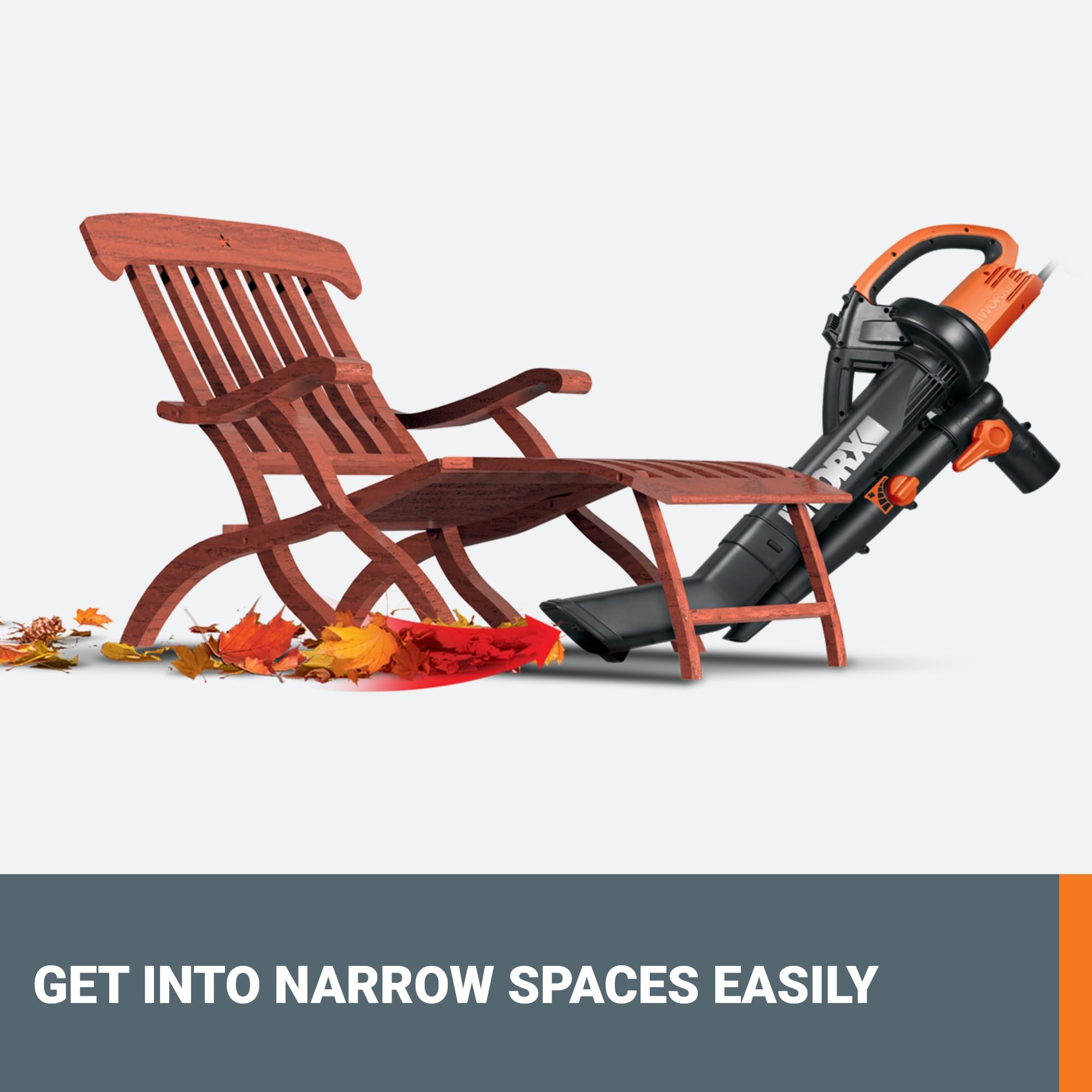 WORX Trivac quick-release bag makes emptying easy.