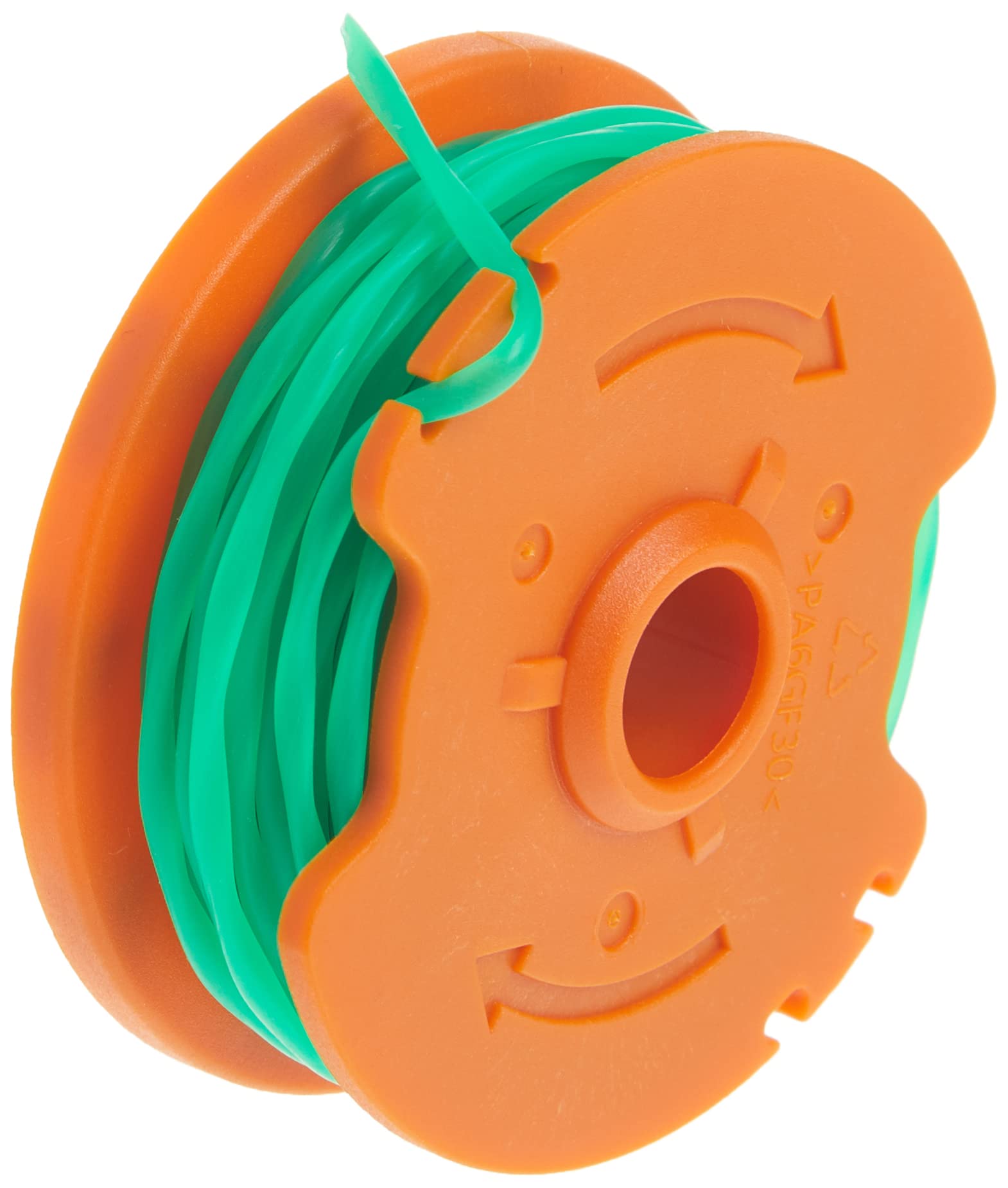 WORX WA0014 spool with line close-up highlighting durable 20-foot DNALINE2 line for easy edging