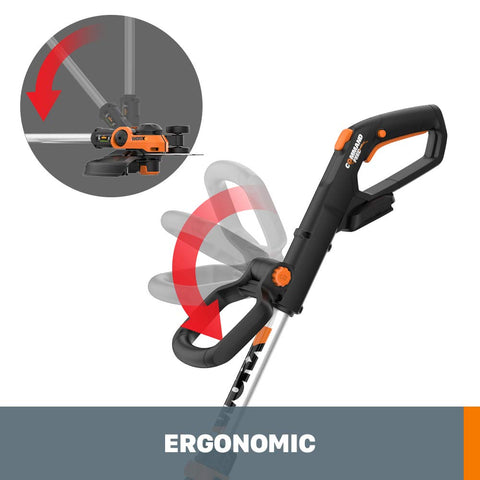 WORX WG163.9 90-degree pivot head for precision edging.