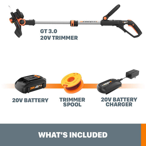 WORX WG163 includes two 20V batteries and a charger