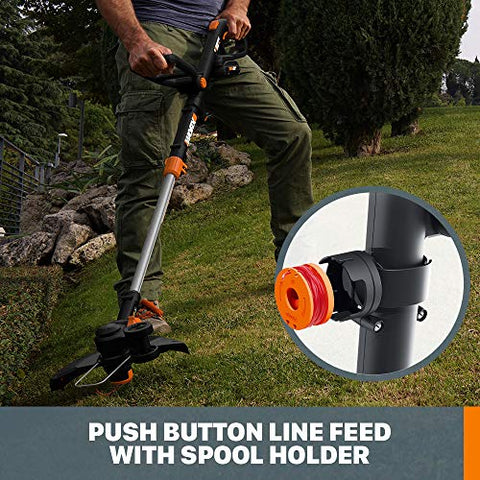 WORX WG170 automatic line feed speeds up trimming without stopping