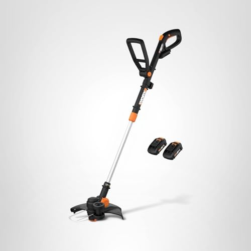 WORX WG170 safety guard and spool holder keeping trimming tidy