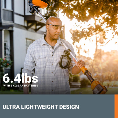 Two included 20V/40V batteries support longer cordless sessions.
