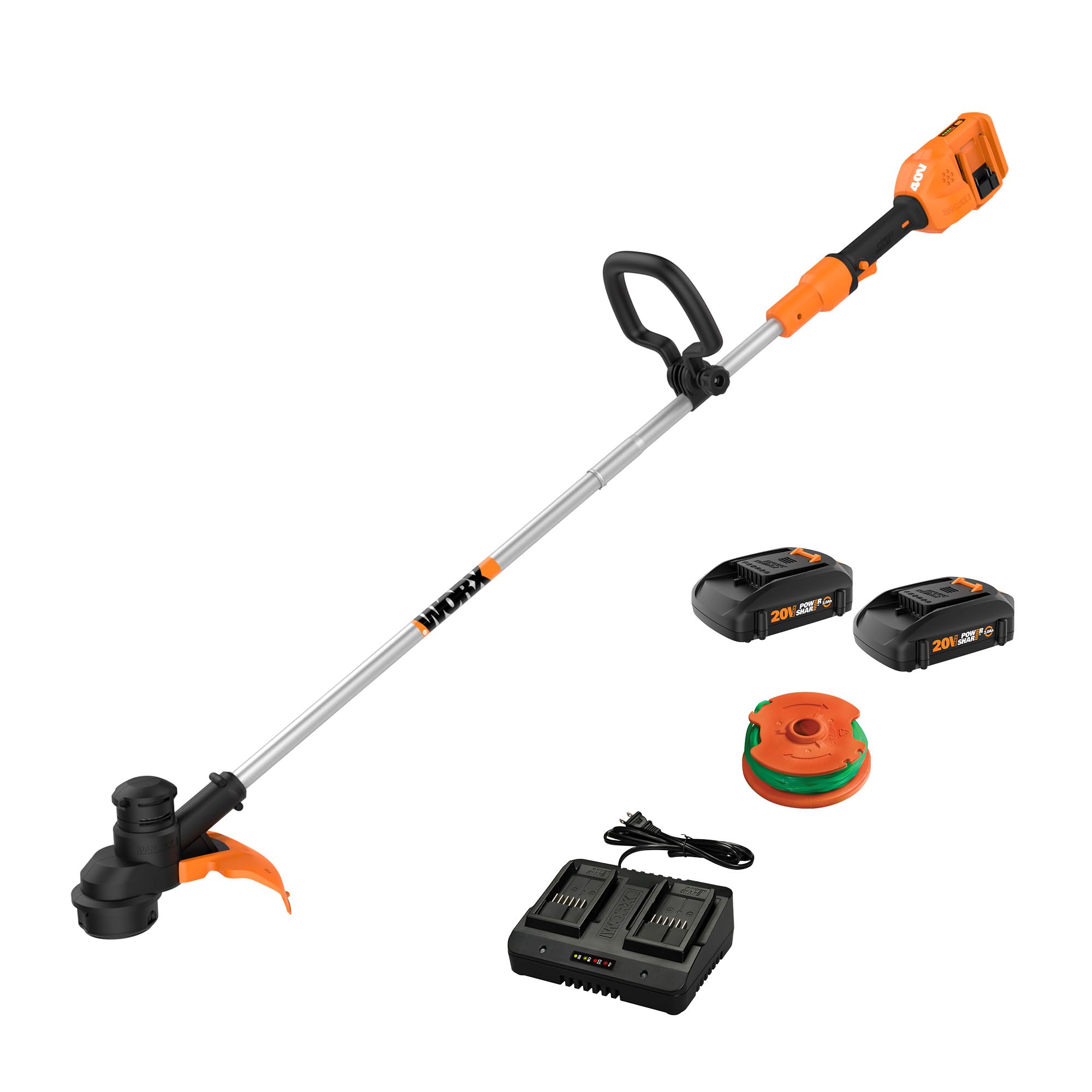WORX WG183 cordless string trimmer with 13-inch reach for easy yard work.