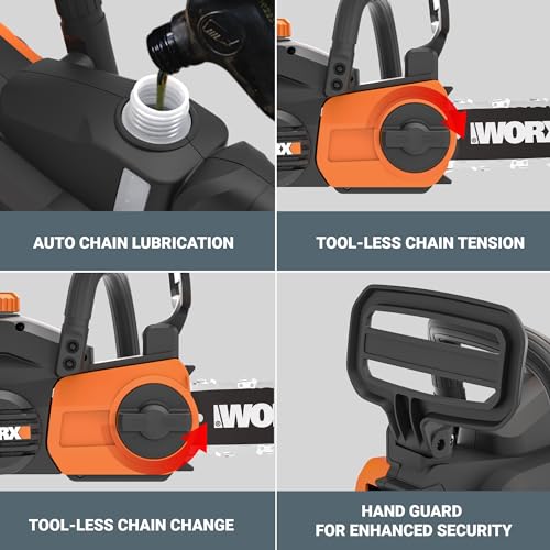 WORX WG322 10-inch bar for nimble, controlled limbing and pruning.