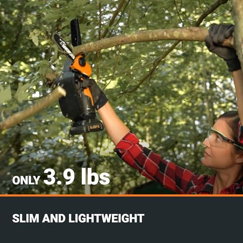 WORX 5-inch bar and chain sheath for safe storage.