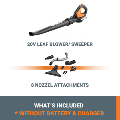 WORX WG545 inflator nozzle helps quick inflation of pool toys or balls.