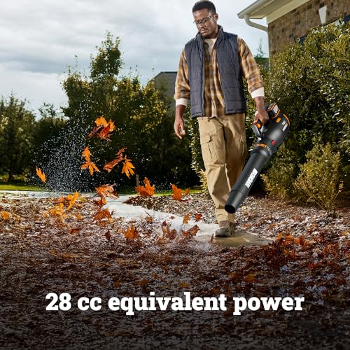 WORX WG582 780 CFM airflow clears heavy leaves