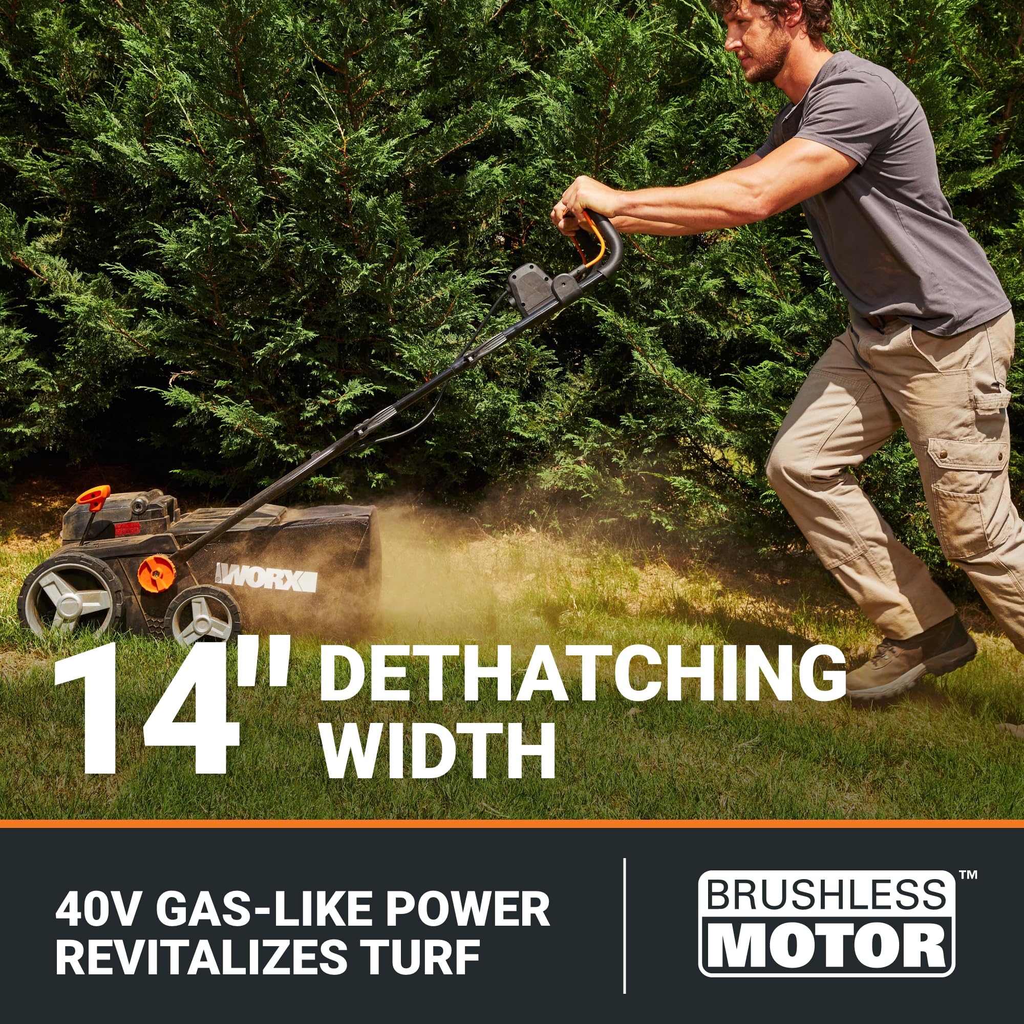 WG855 dethatcher reel with 24 metal tines lifting thatch efficiently