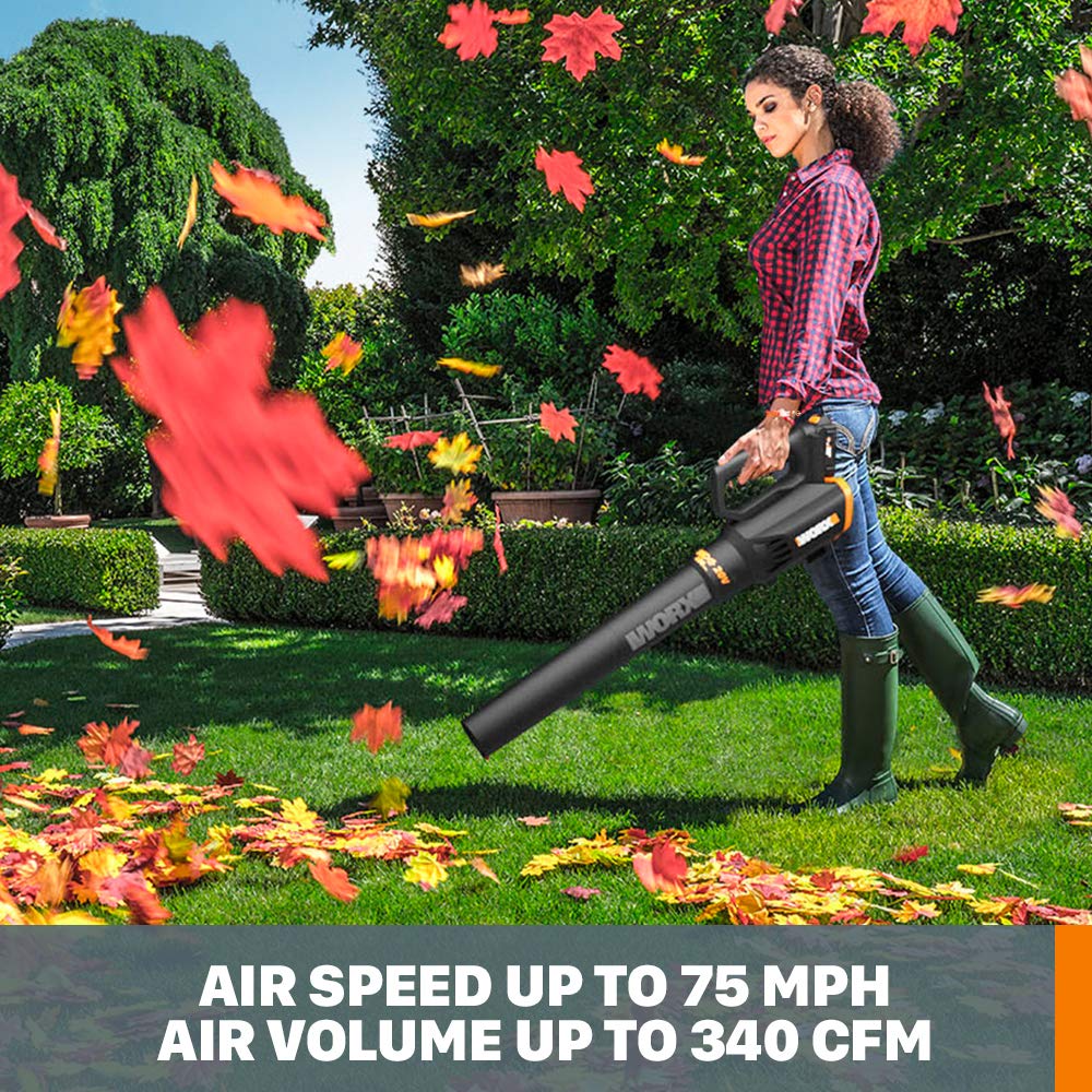 WORX WG928 trimmer-edger in action shows 12-inch cutting diameter for wide passes