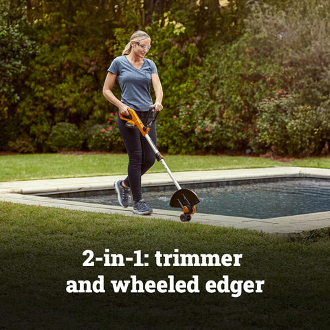 WORX WG929 90-degree head enables access to tight corners and along edges.