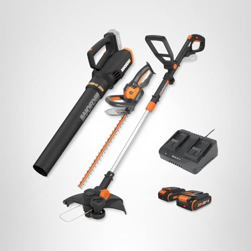 WORX WG931 batteries and charger shown as part of Power Share setup