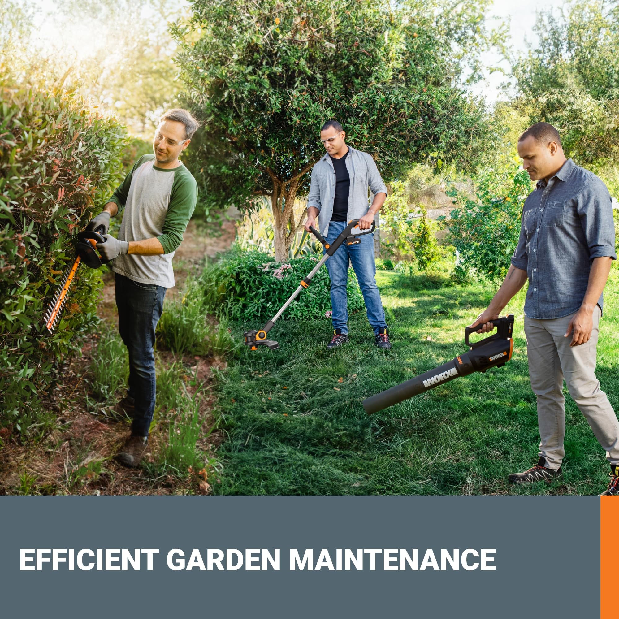 WORX WG931 22-inch hedge trimmer in action for clean hedge tops