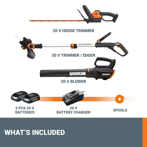 WORX WG931 soft-grip front D-handle for stable, comfortable use