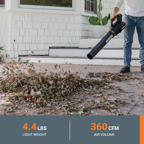 WORX WG931 turbine blower with jet-engine-inspired power for fast debris removal