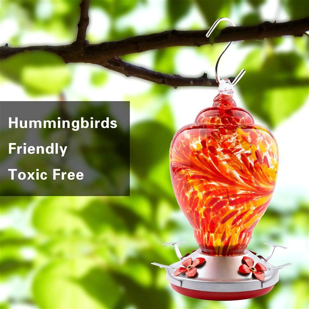 WOSIBO hummingbird feeder with ant moat for cleaner nectar outdoors.