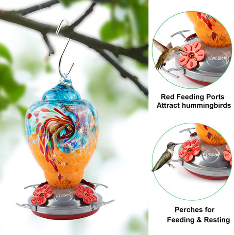 WOSIBO hummingbird feeder with anti-moat keeps nectar clean for birds