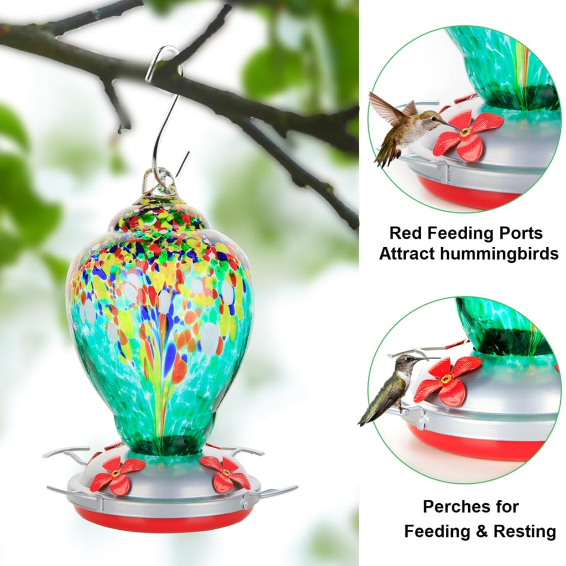 WOSIBO colorful glass accents enhance garden aesthetics and attract birds