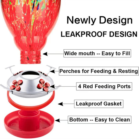 WOSIBO hummingbird feeder with sturdy metal hook for outdoor hanging