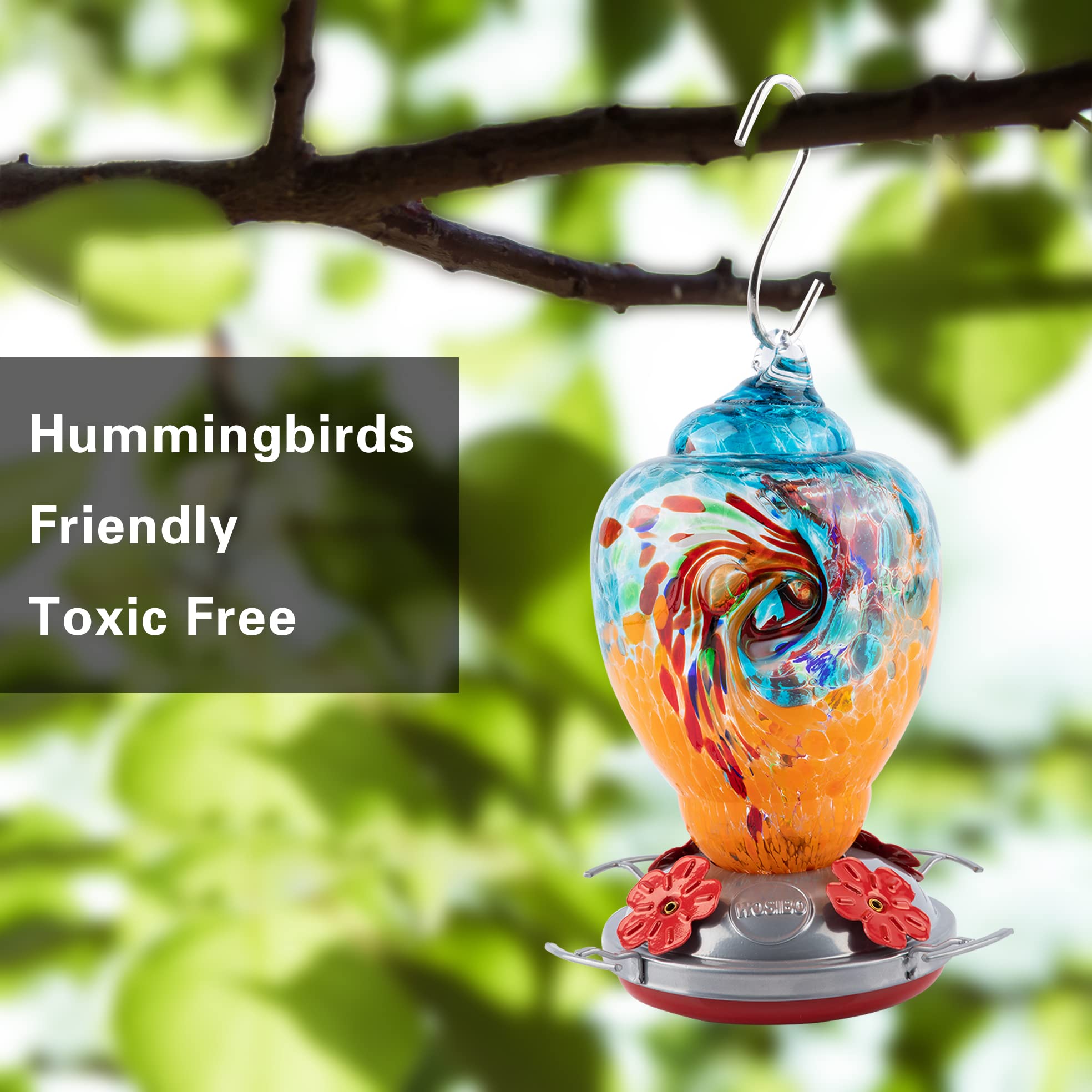WOSIBO hummingbird feeder hanging with metal hook for versatile placement