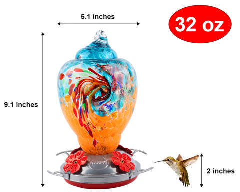 WOSIBO hummingbird feeder patio decor with vibrant glass colors