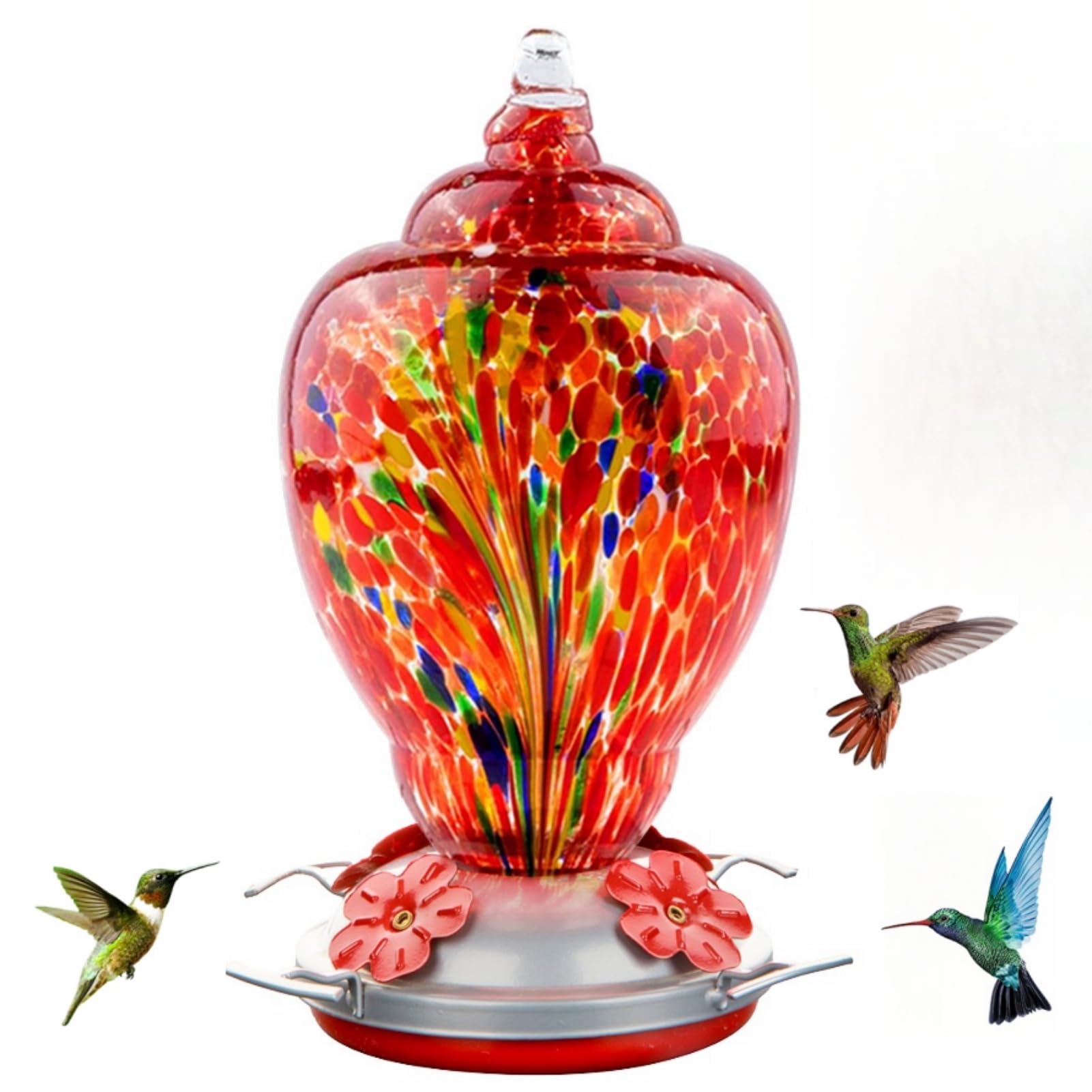 WOSIBO hummingbird feeder in red firework glass for vibrant garden color