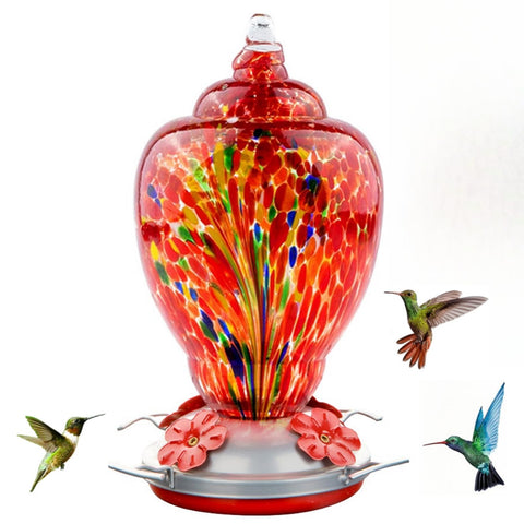 WOSIBO hummingbird feeder in red firework glass for vibrant garden color