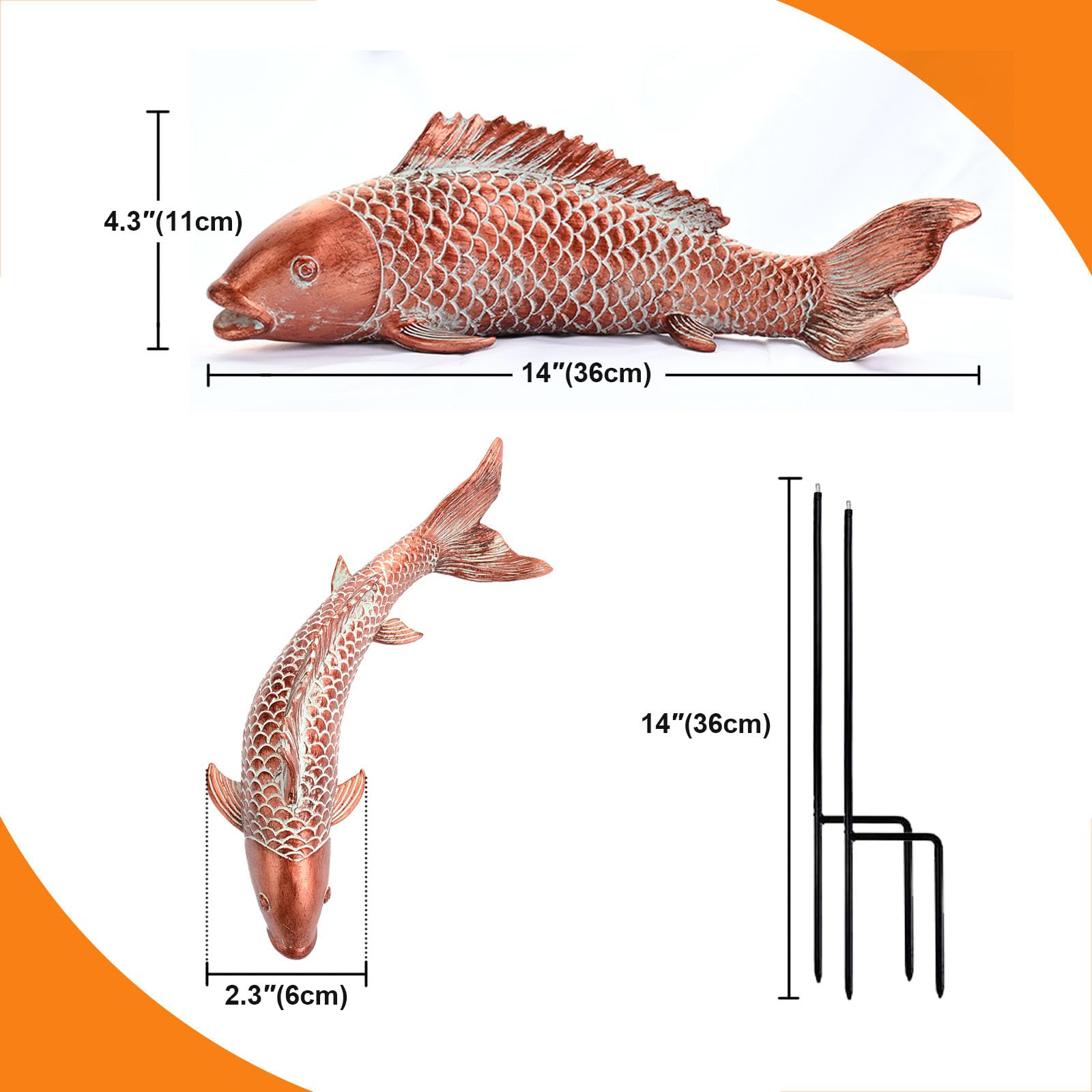 Wosuine antique copper koi fish sculptures add timeless charm to patios