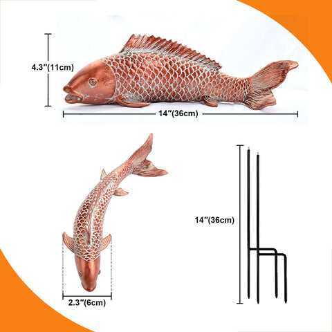 Wosuine antique copper koi fish sculptures add timeless charm to patios