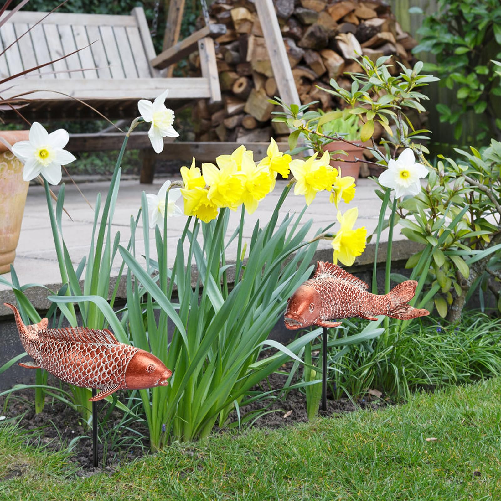 Wosuine resin waterproof koi fish for year-round outdoor decoration