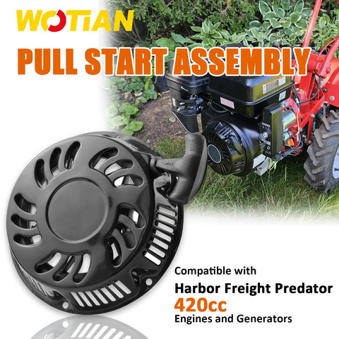 WOTIAN recoil pull start dimensions highlighting mount hole spacing for a precise fit