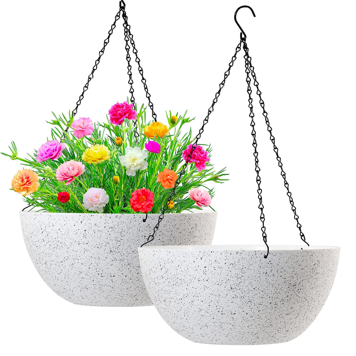 WOUSIWER 13-inch hanging planter in white speckles for versatile indoor/outdoor decor