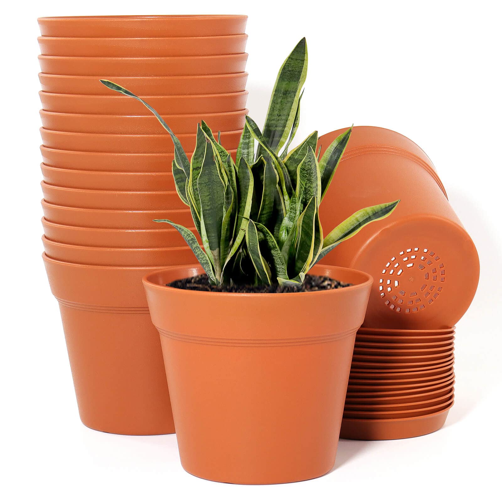 WOUSIWER pots feature bottom mesh drainage to prevent overwatering and soil loss.